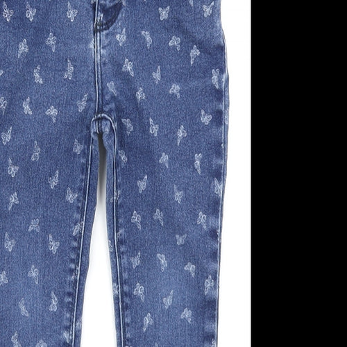 Denim CO Girls Blue  Denim Skinny Jeans Size 3-4 Years - Butterfly print