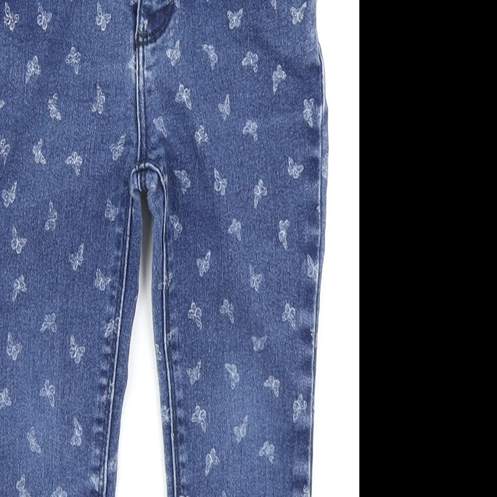 Denim CO Girls Blue  Denim Skinny Jeans Size 3-4 Years - Butterfly print
