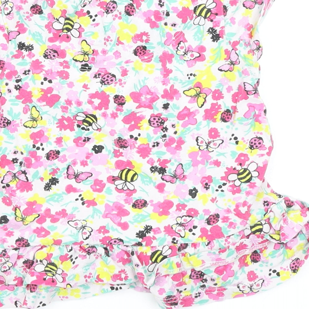 TU Girls White Floral  Basic T-Shirt Size 2-3 Years