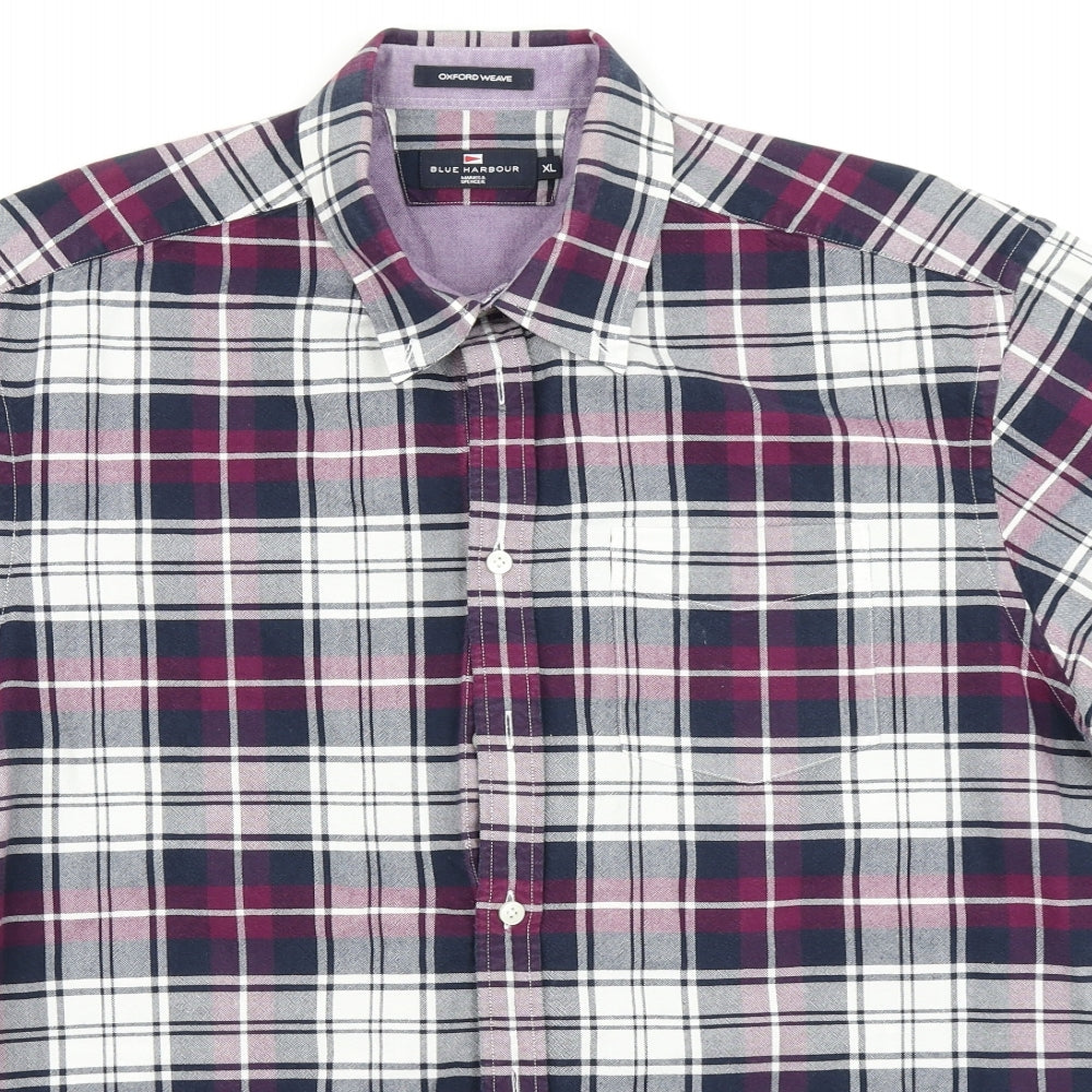 Blue Harbour Mens Purple Plaid   Button-Up Size XL