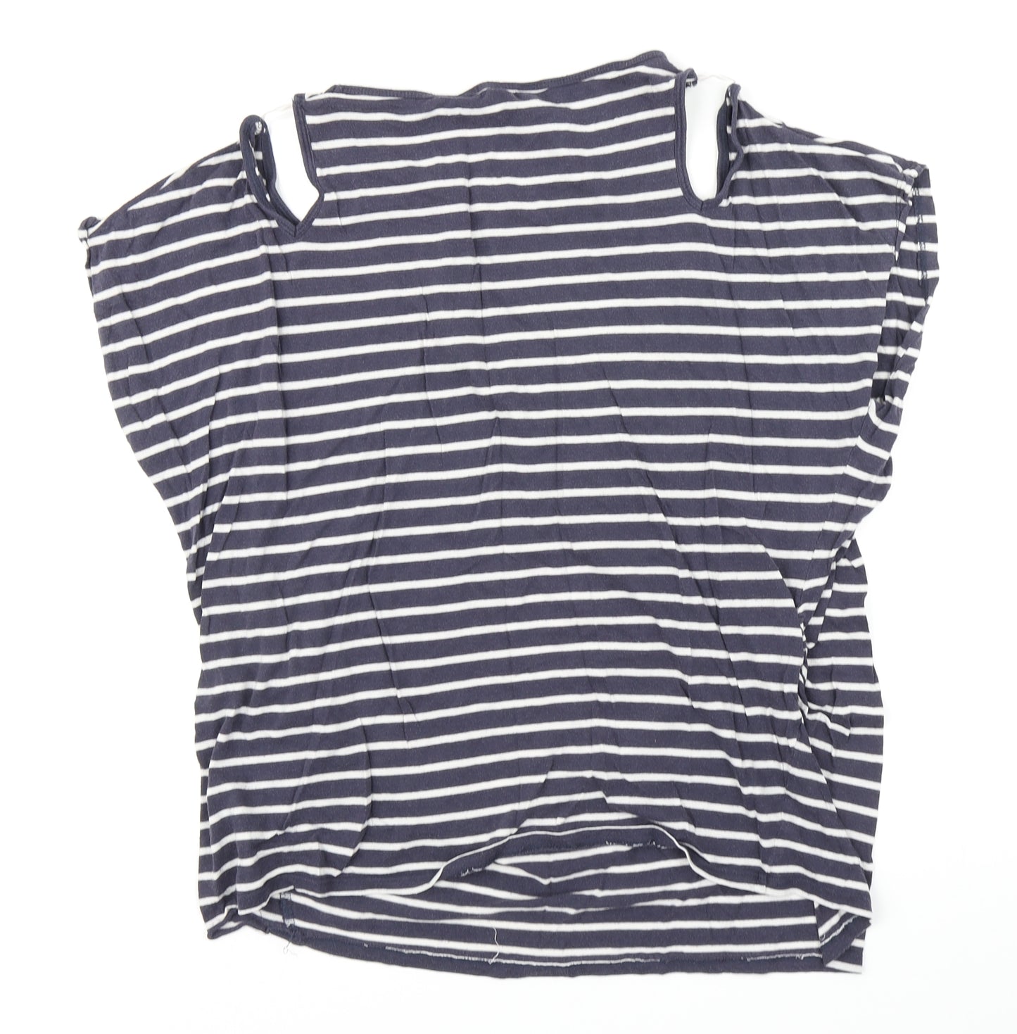 New Look Womens Blue Striped  Basic T-Shirt Size 14