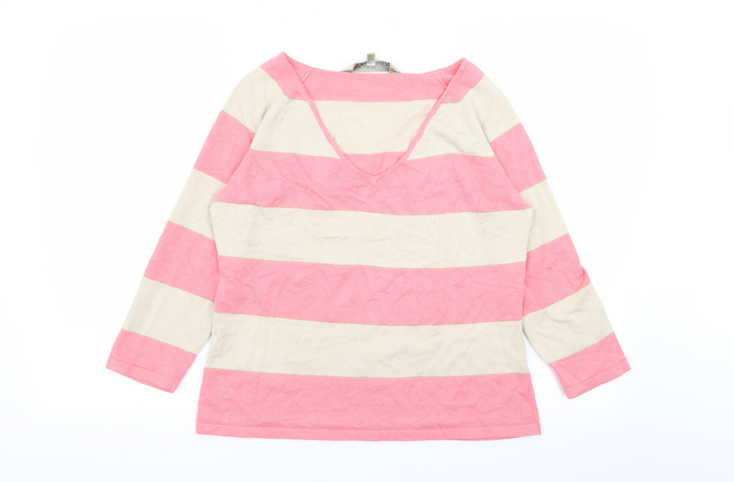 Viz A Viz Womens Multicoloured Striped  Basic T-Shirt Size S