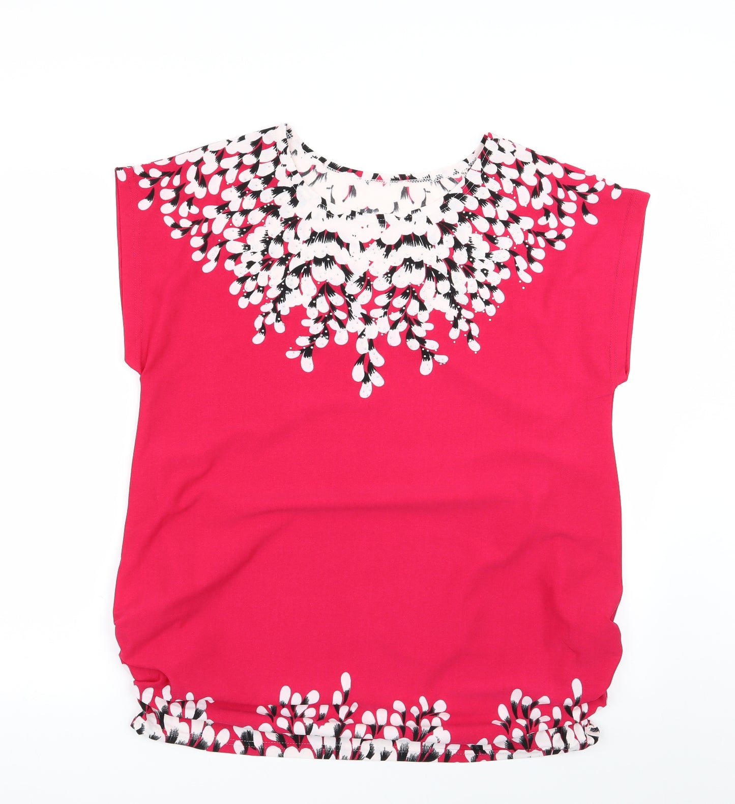 Preworn Womens Pink Floral  Basic Blouse Size XL