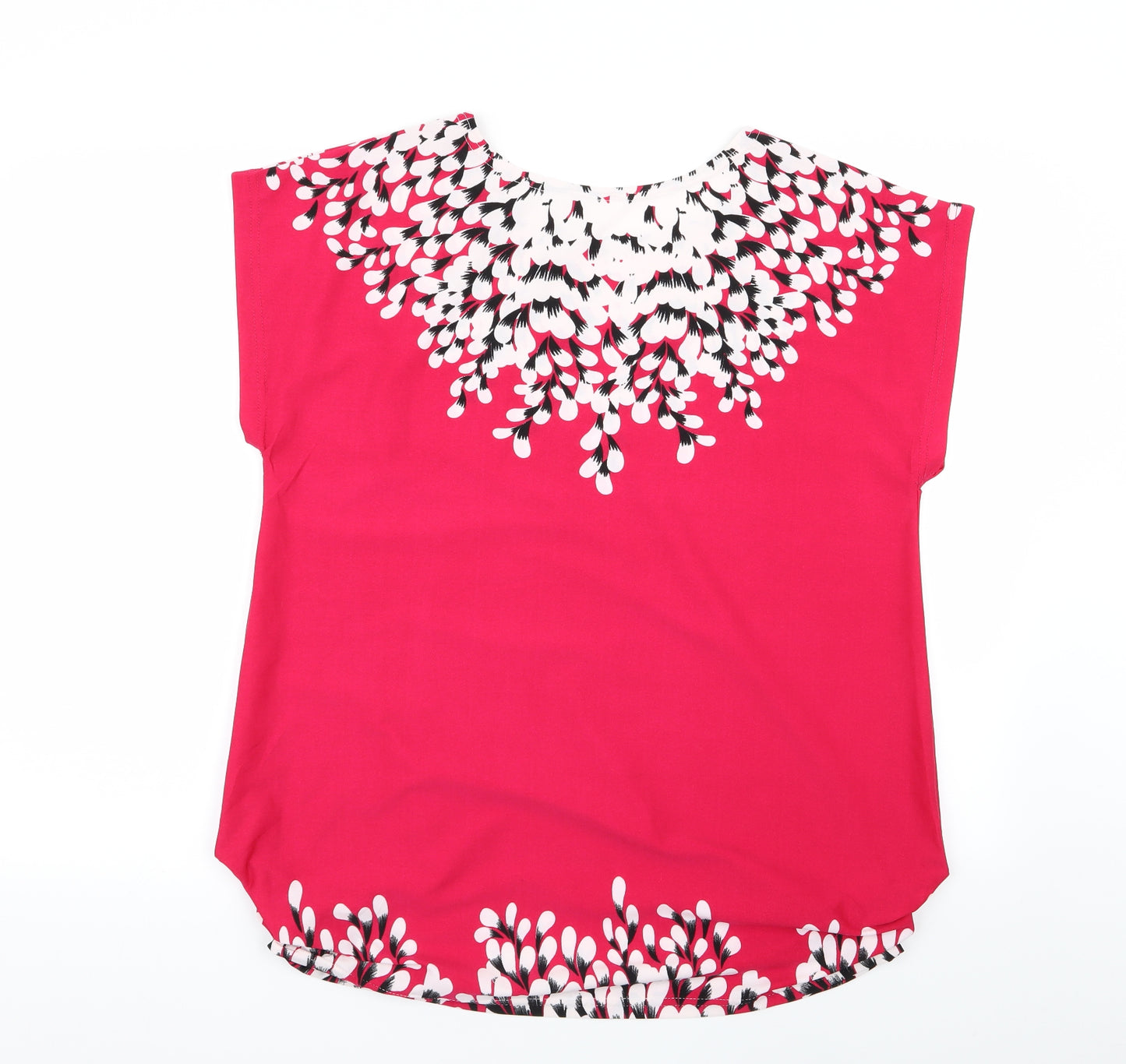 Preworn Womens Pink Floral  Basic Blouse Size XL