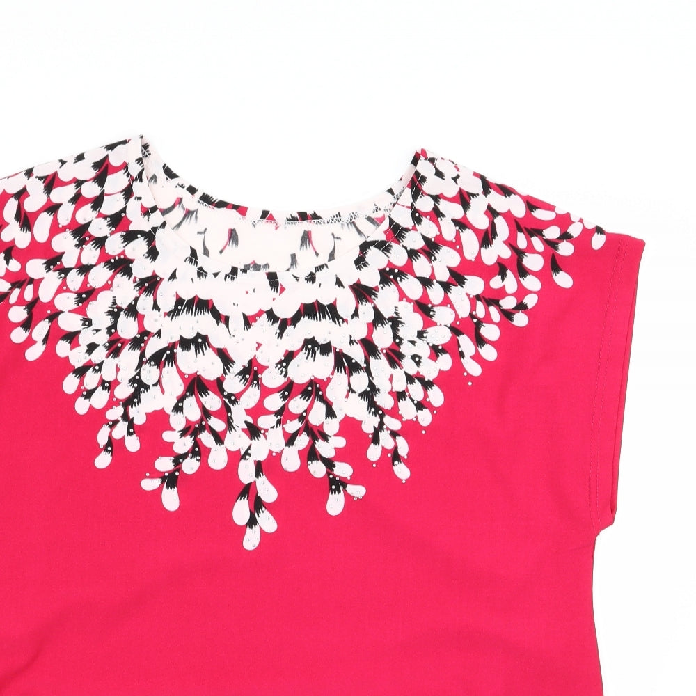 Preworn Womens Pink Floral  Basic Blouse Size XL