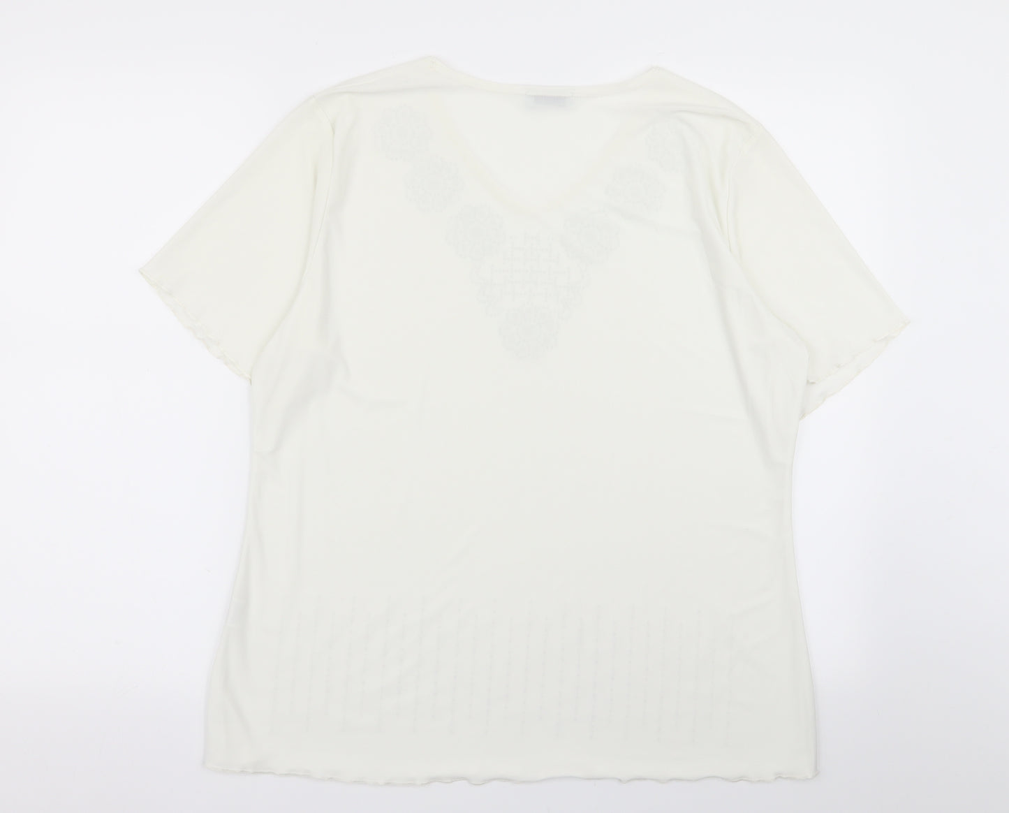 megs Womens White Geometric  Basic Blouse Size XL