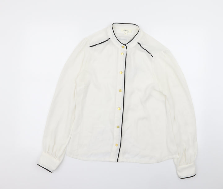 Linea Womens White Basic Button-Up Size 10