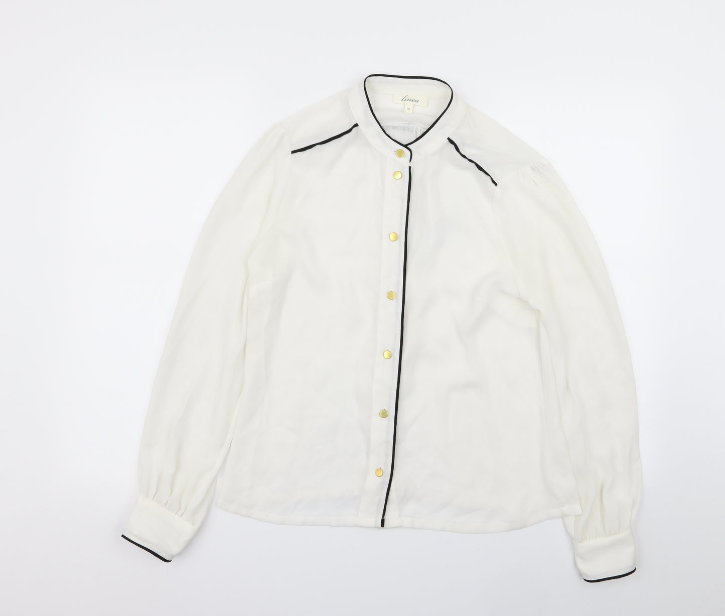 Linea Womens White   Basic Button-Up Size 10