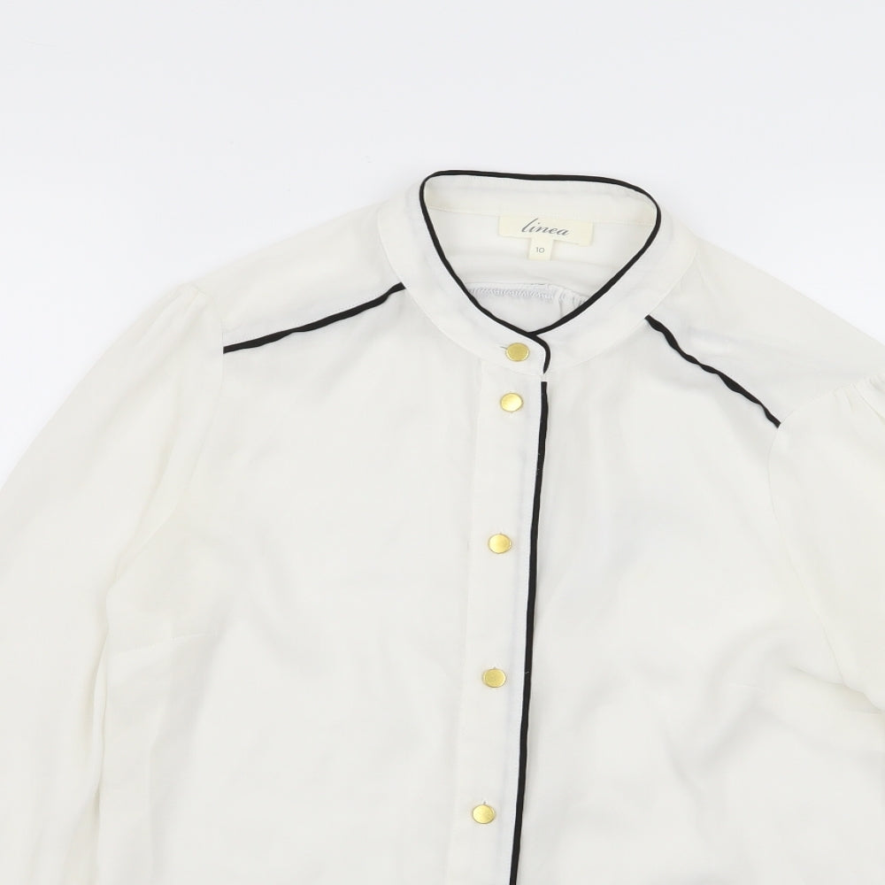 Linea Womens White   Basic Button-Up Size 10