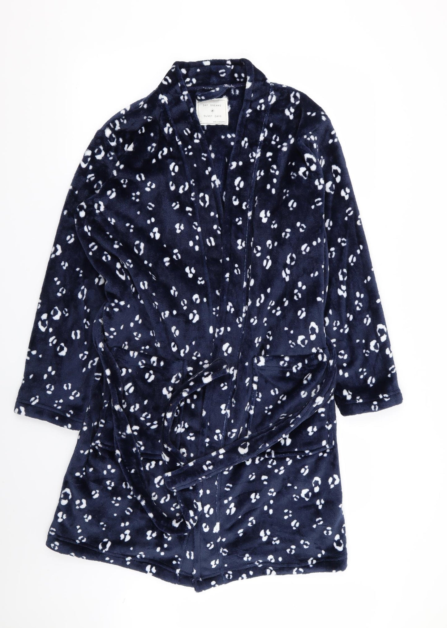 M&S Womens Blue Animal Print Rayon Top Robe Size S