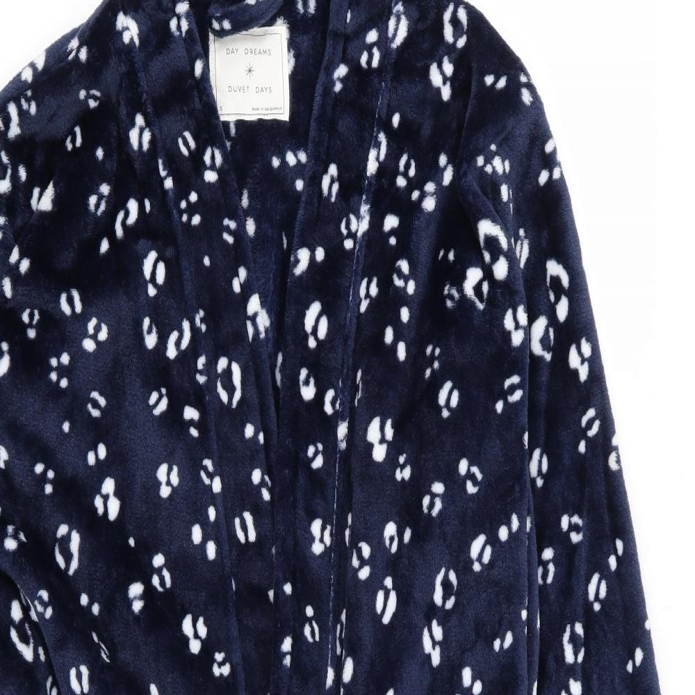M&S Womens Blue Animal Print Rayon Top Robe Size S
