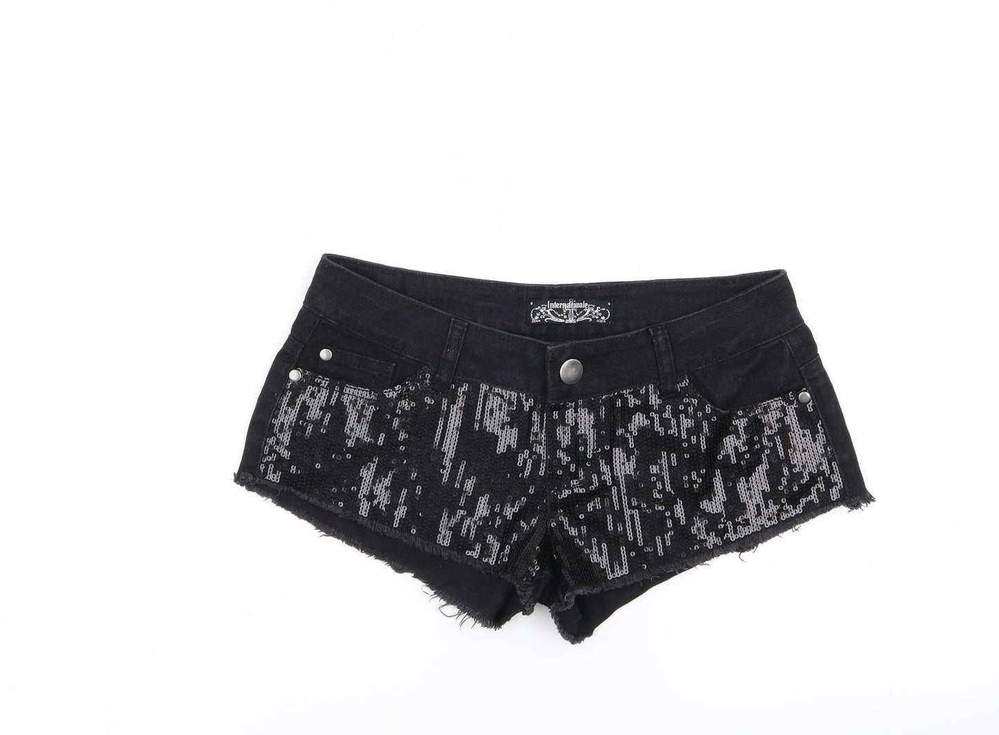 Internacionale Womens Black   Hot Pants Shorts Size 6 - Sequins all over
