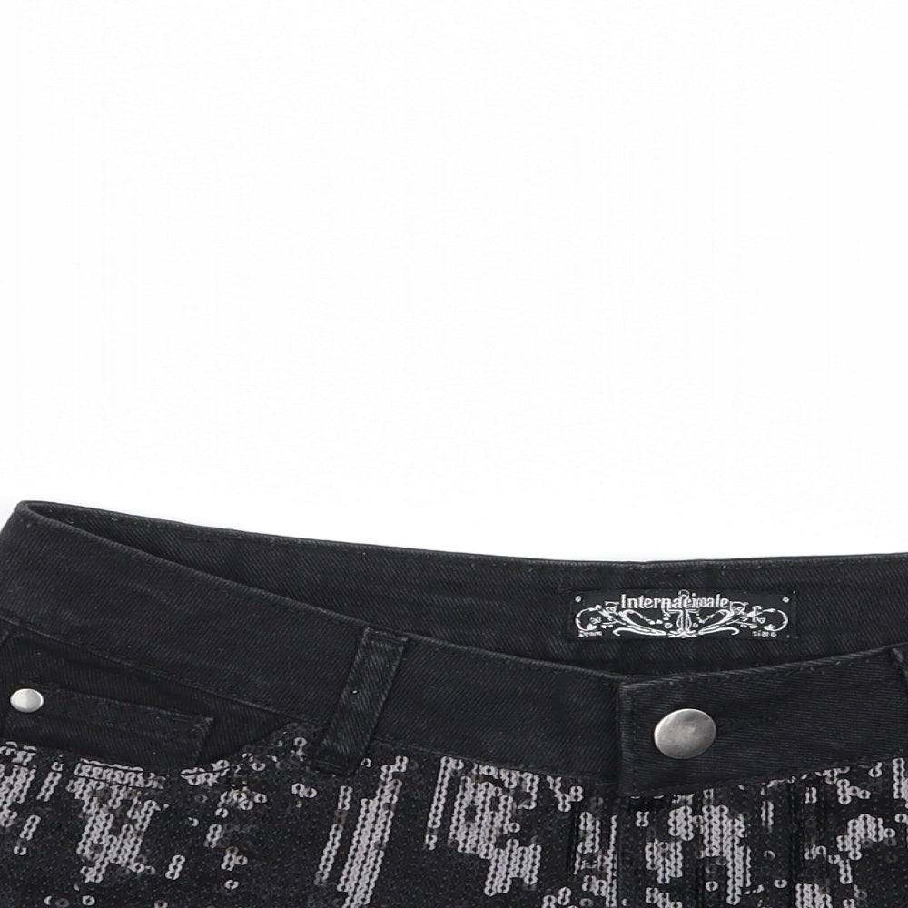 Internacionale Womens Black   Hot Pants Shorts Size 6 - Sequins all over