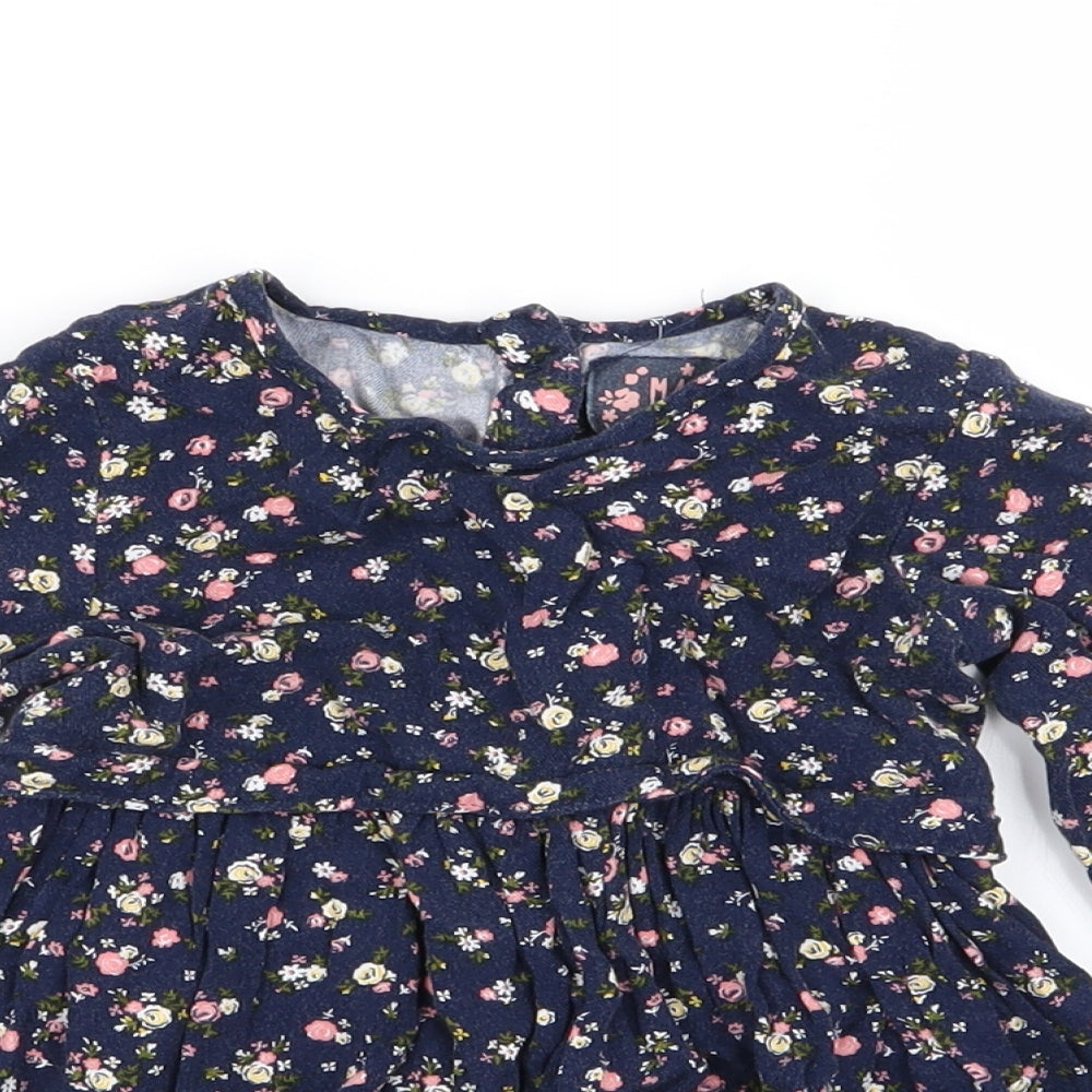 Young Dimension Girls Blue Floral  Fit & Flare  Size 18-24 Months