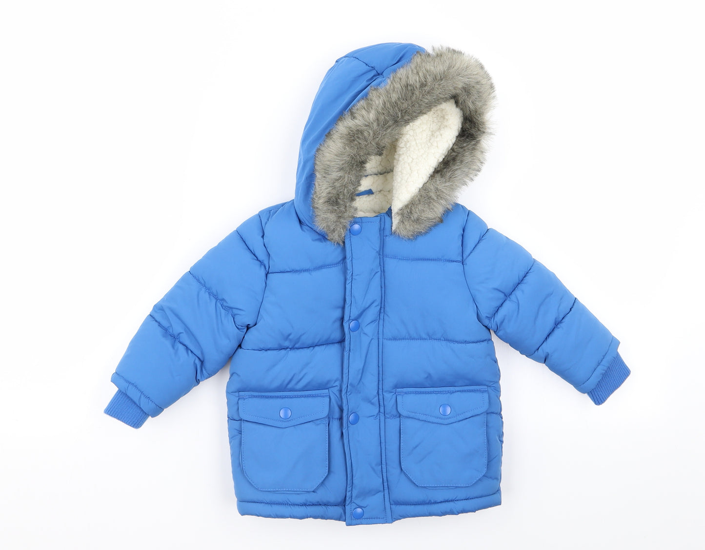 fred and flo Boys Blue   Parka Coat Size 9-12 Months