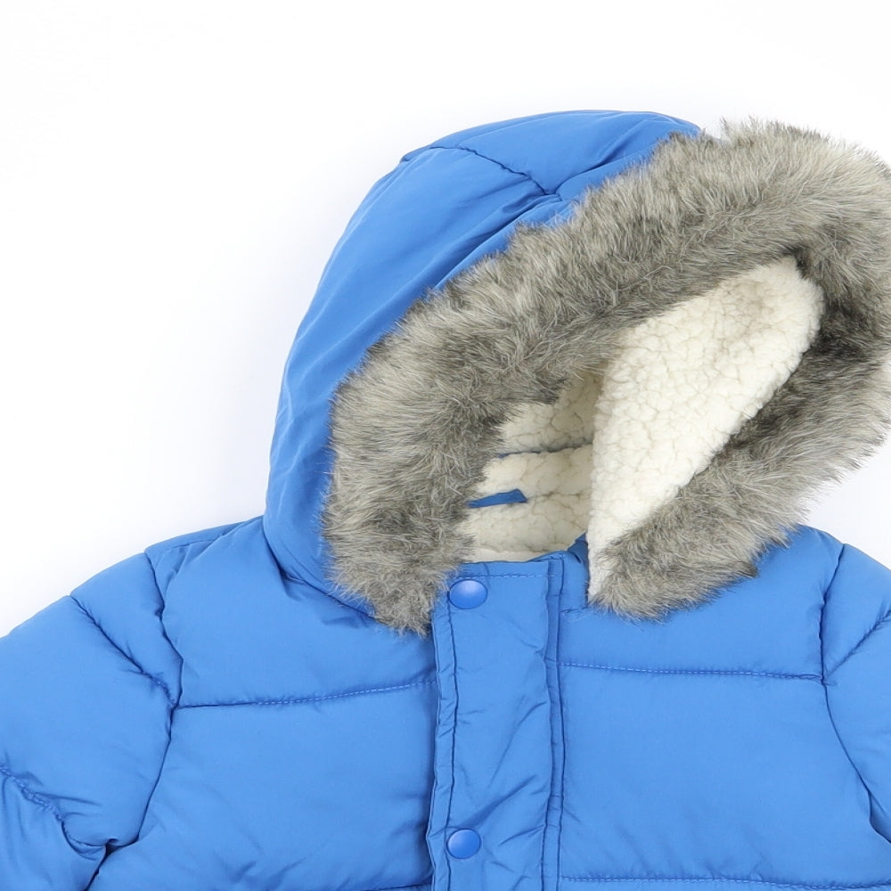 fred and flo Boys Blue   Parka Coat Size 9-12 Months