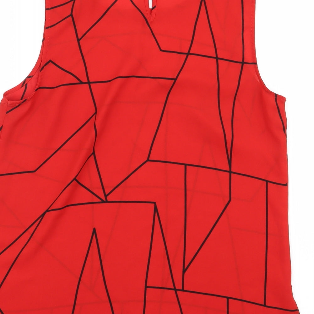 collection Womens Red Geometric  Basic Blouse Size 10