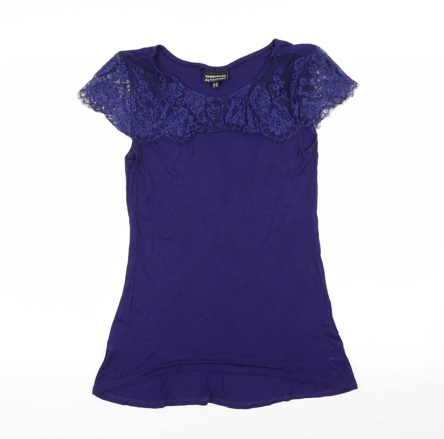 Warehouse Womens Blue Floral  Basic T-Shirt Size 12