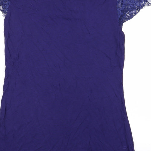 Warehouse Womens Blue Floral  Basic T-Shirt Size 12