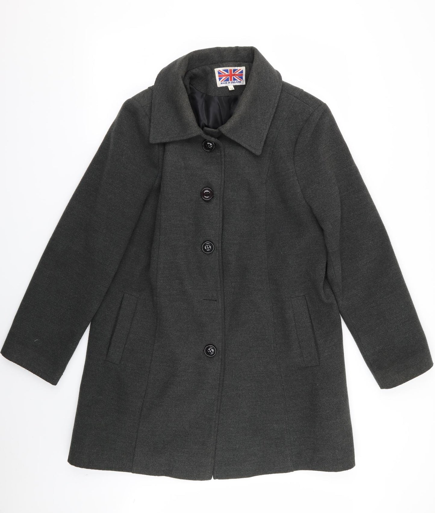 Preworn Womens Grey   Overcoat Coat Size 14