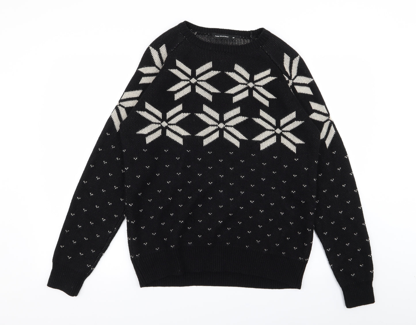 Cedar Wood State Mens Black Geometric  Pullover Jumper Size M