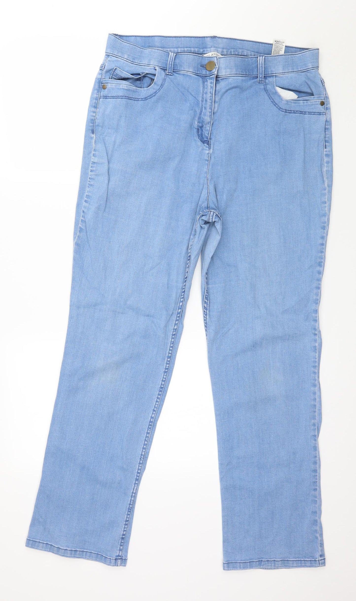 Marks and Spencer Womens Blue  Denim Trousers  Size 16 L29 in