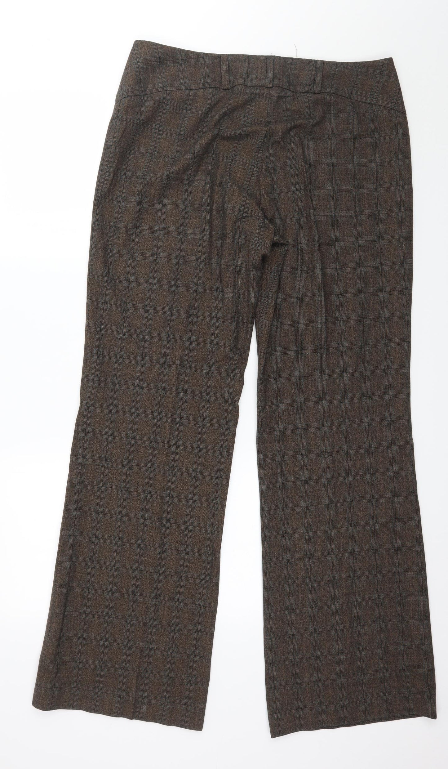 NEXT Womens Brown Plaid  Trousers  Size 14 L32 in