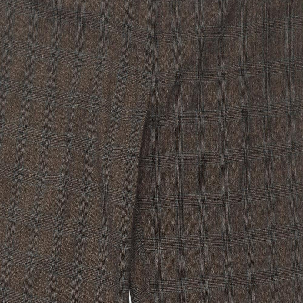 NEXT Womens Brown Plaid  Trousers  Size 14 L32 in