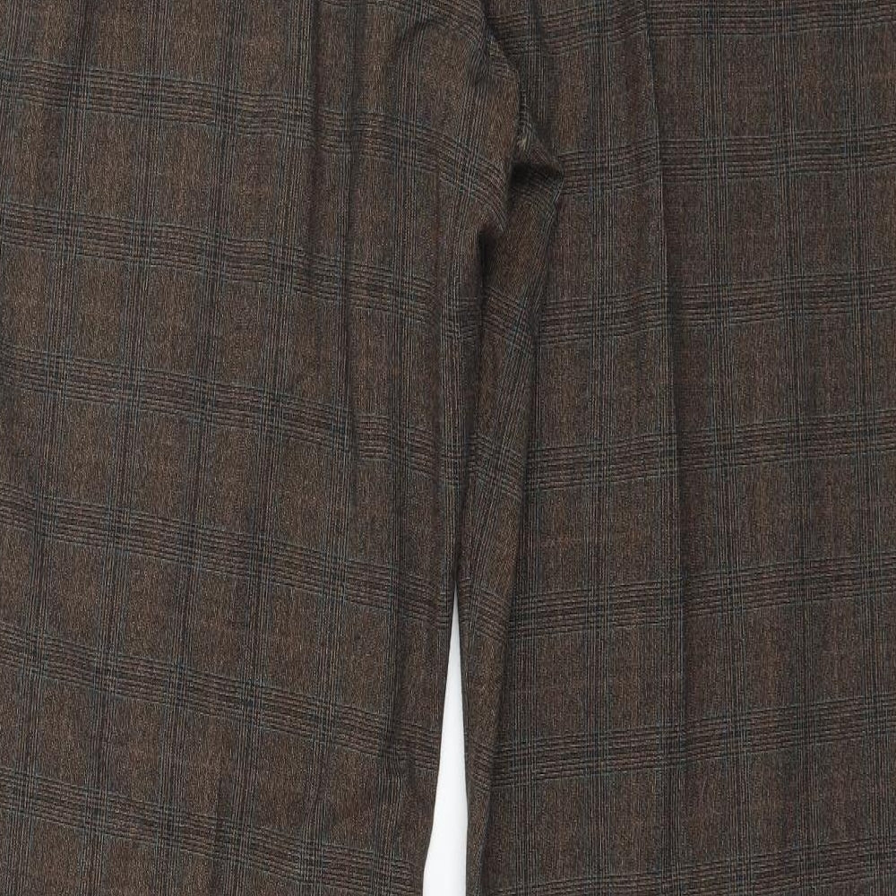 NEXT Womens Brown Plaid  Trousers  Size 14 L32 in