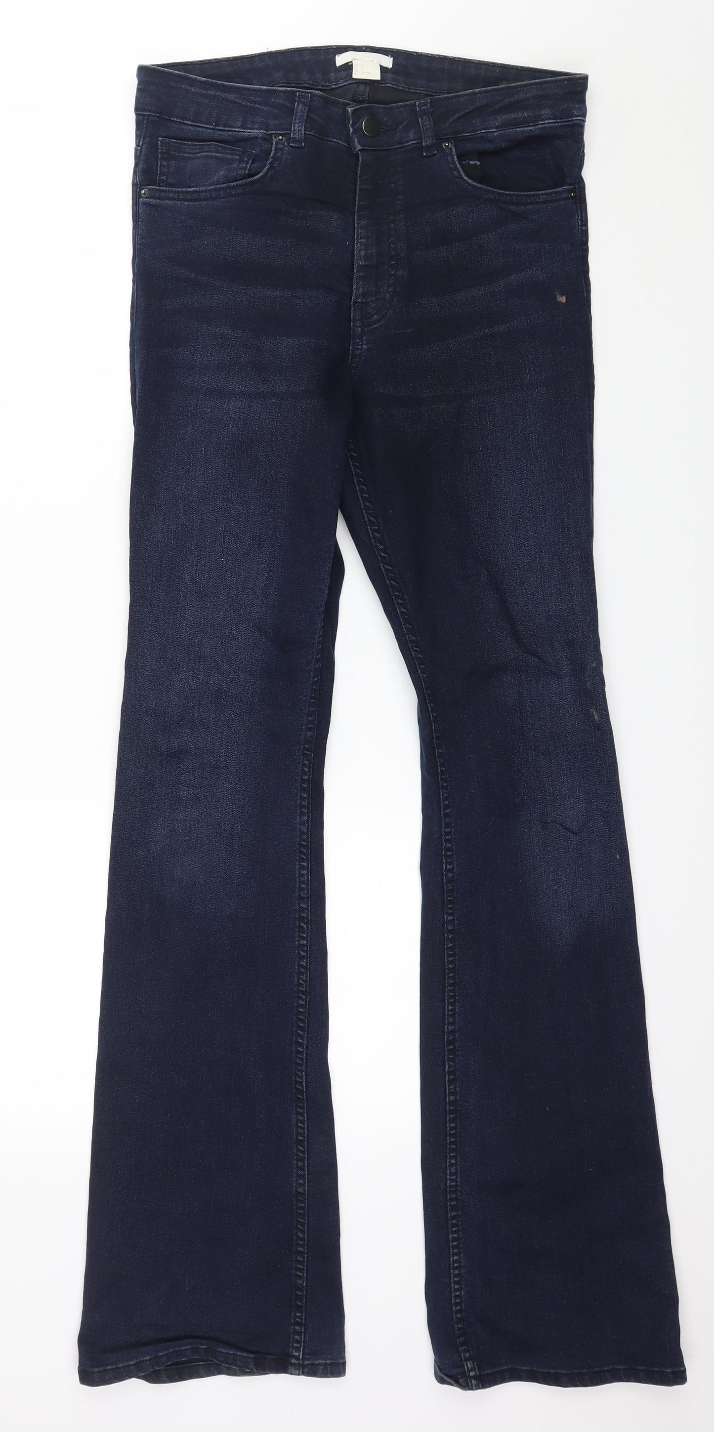 H&M Womens Blue  Denim Bootcut Jeans Size 10 L33 in