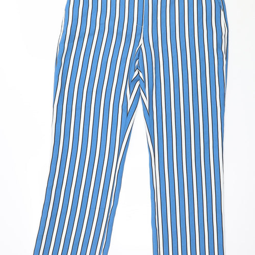 Topshop Womens Blue Striped  Trousers  Size 12 L30 in