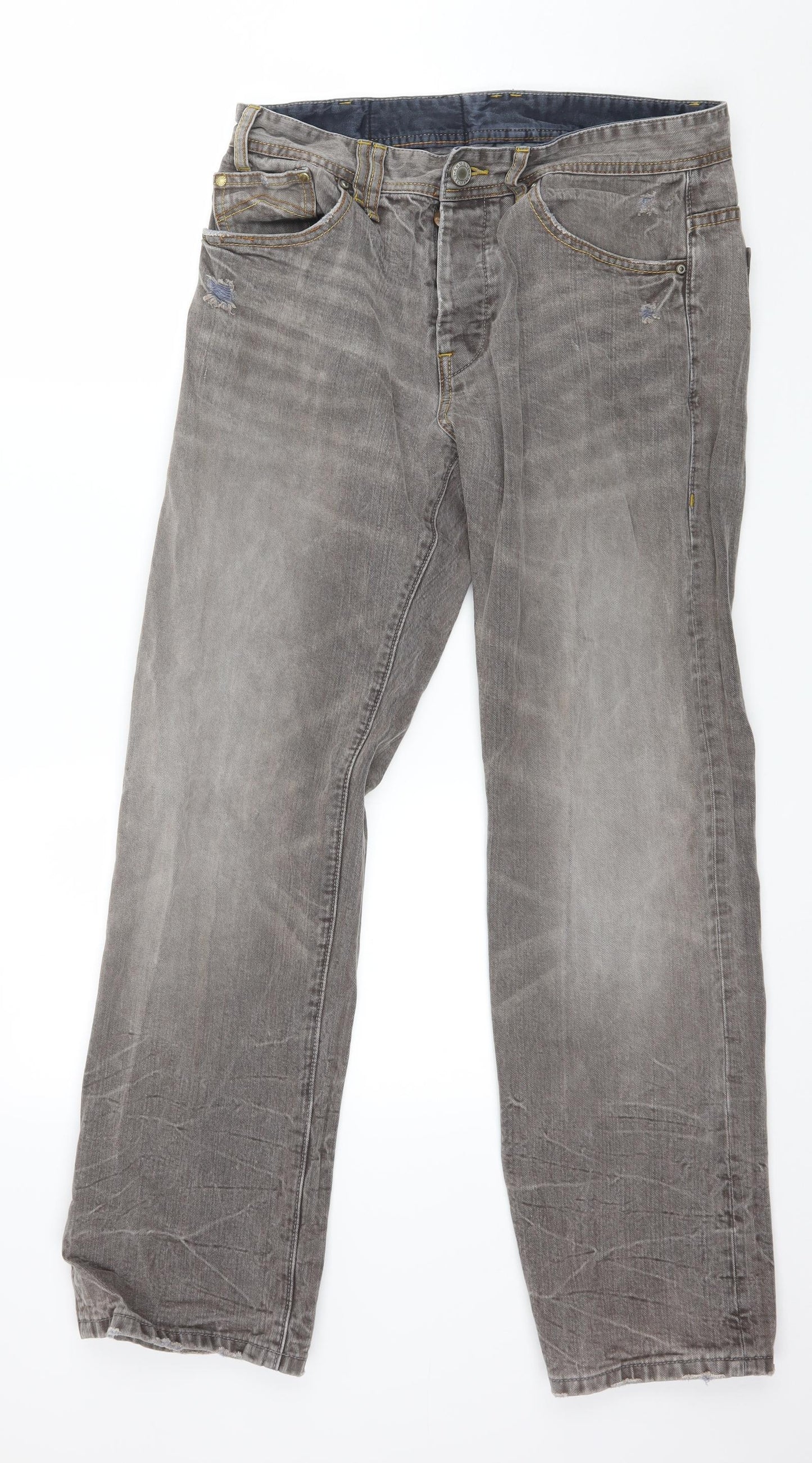 Armani Exchange Mens Grey  Denim Straight Jeans Size 33 in L31 in