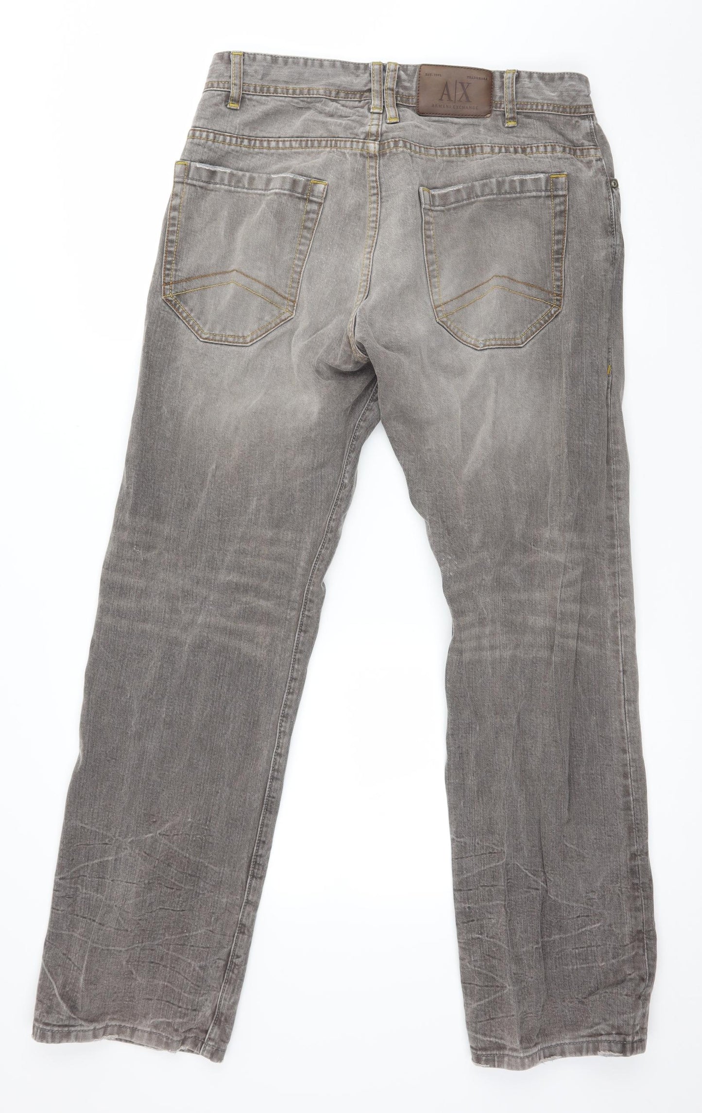 Armani Exchange Mens Grey  Denim Straight Jeans Size 33 in L31 in