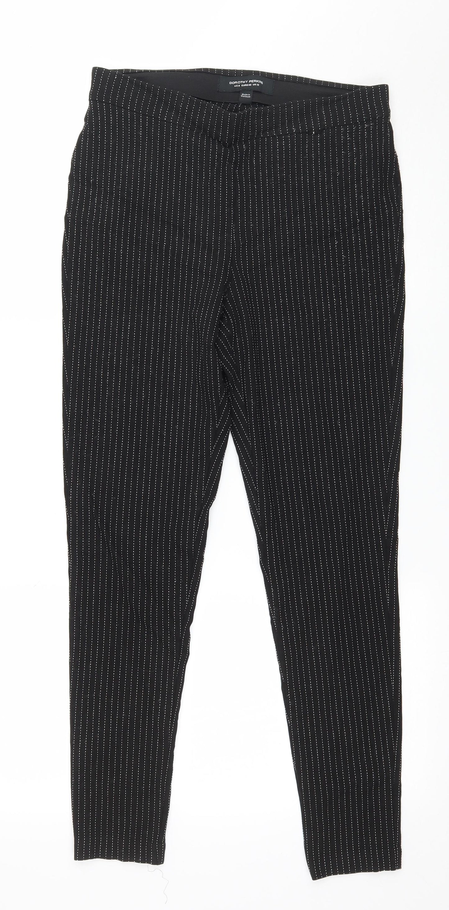 Dorothy Perkins Womens Black Striped  Trousers  Size 12 L26 in