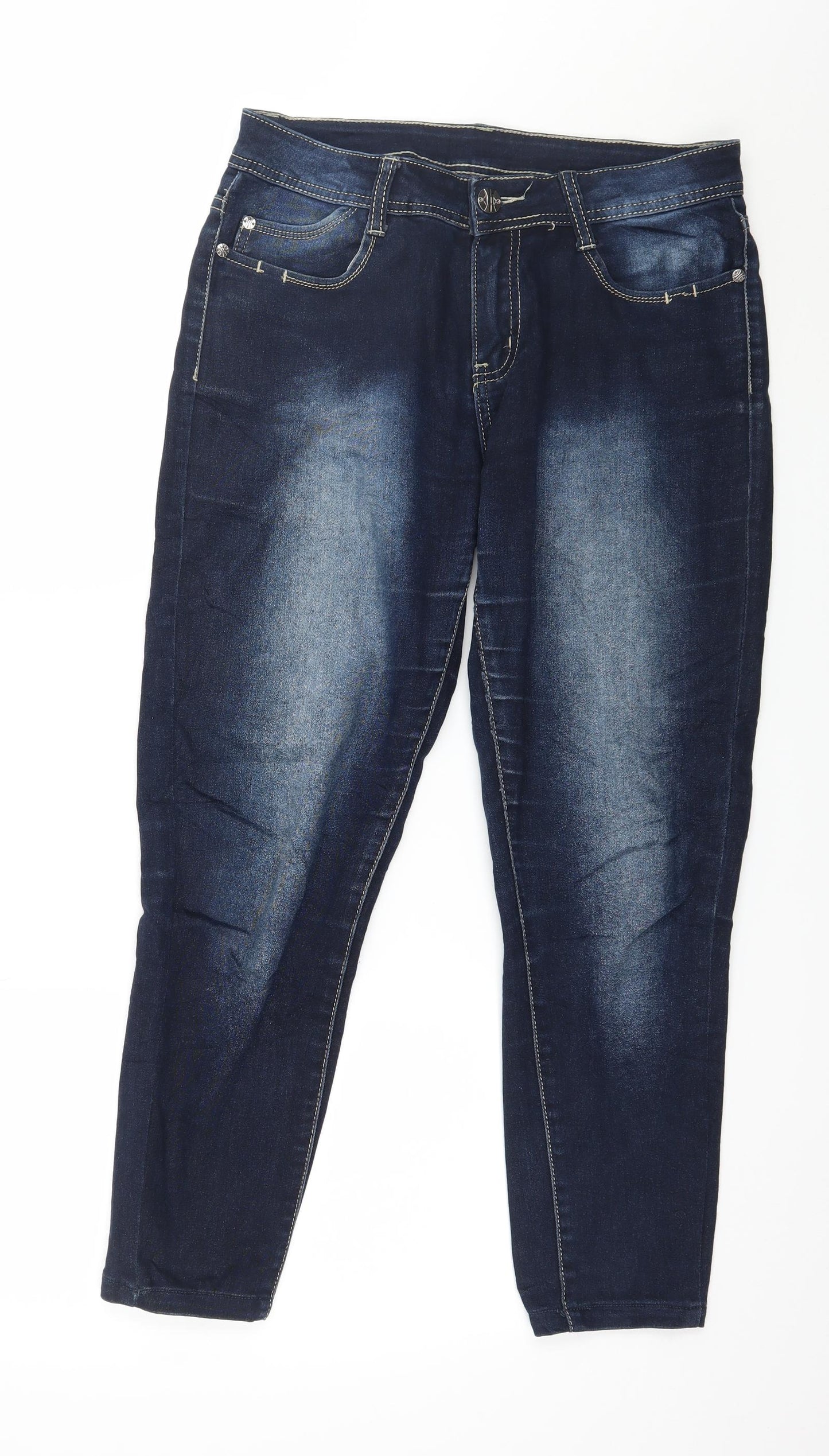 Preworn Womens Blue  Denim Tapered Jeans Size 34 in L26 in