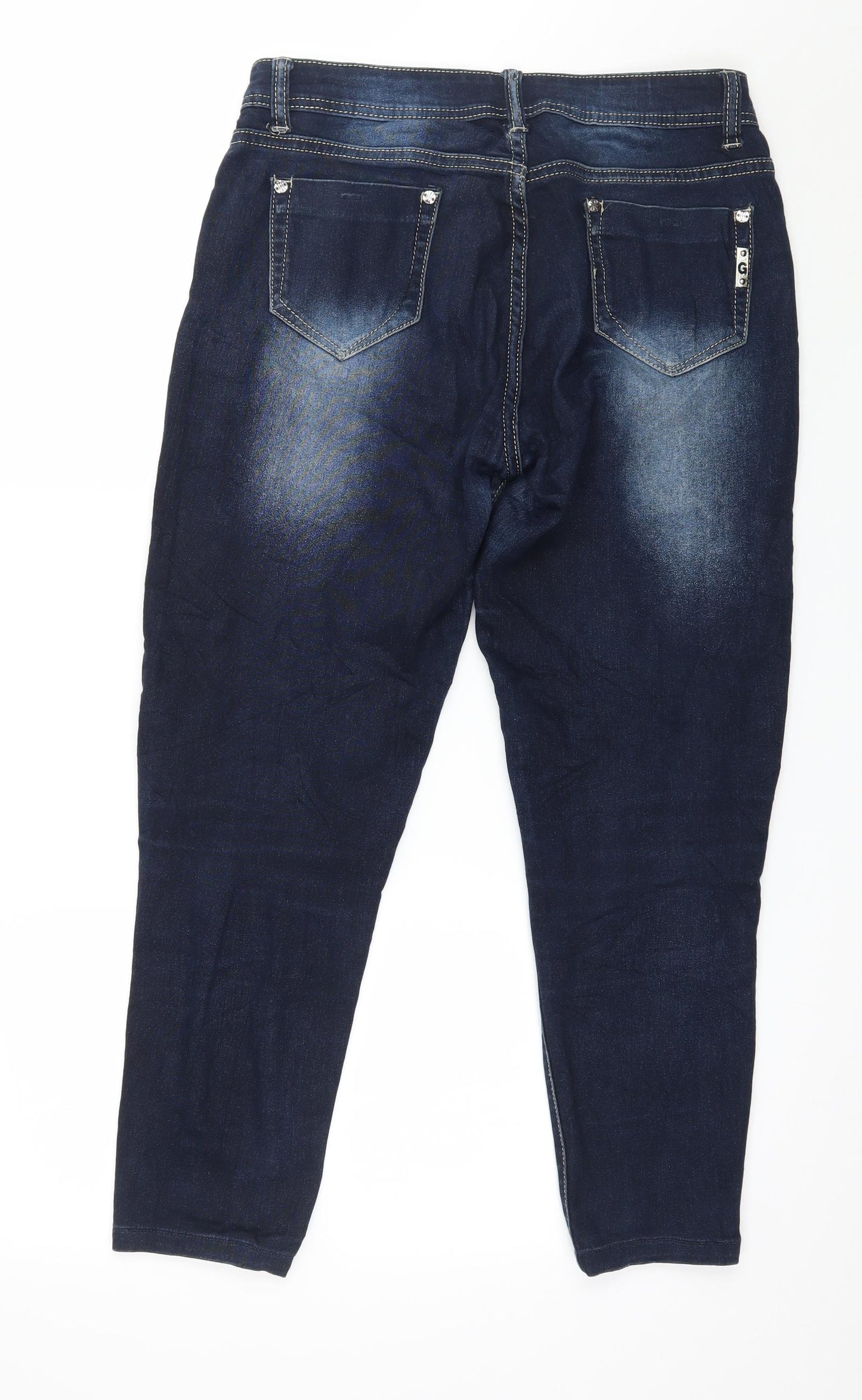 Preworn Womens Blue  Denim Tapered Jeans Size 34 in L26 in