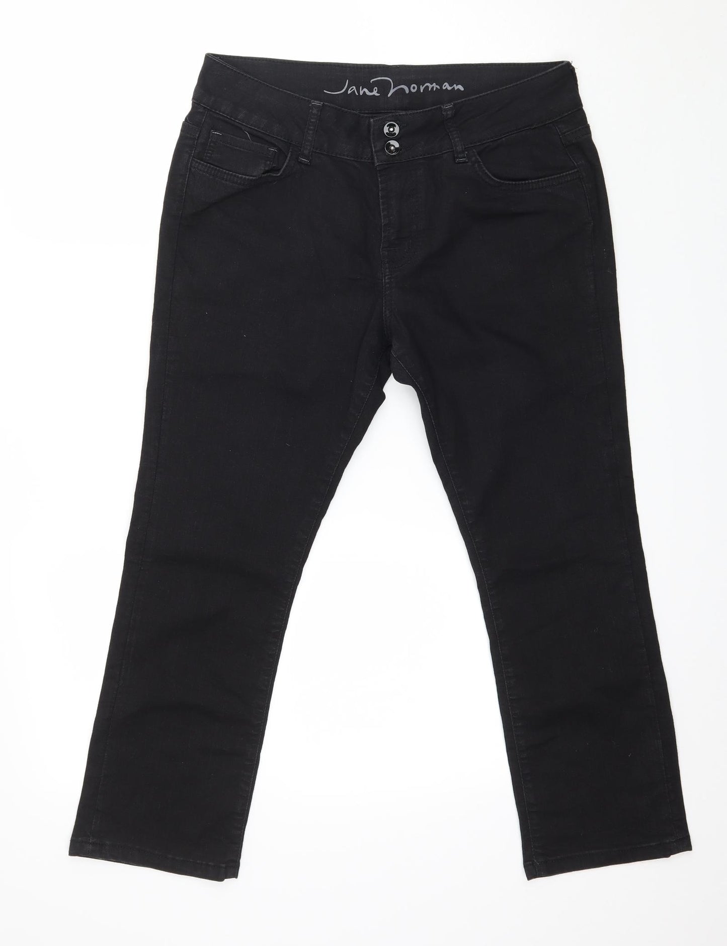 Jane Norman Womens Black  Denim Cropped Jeans Size 14 L24 in