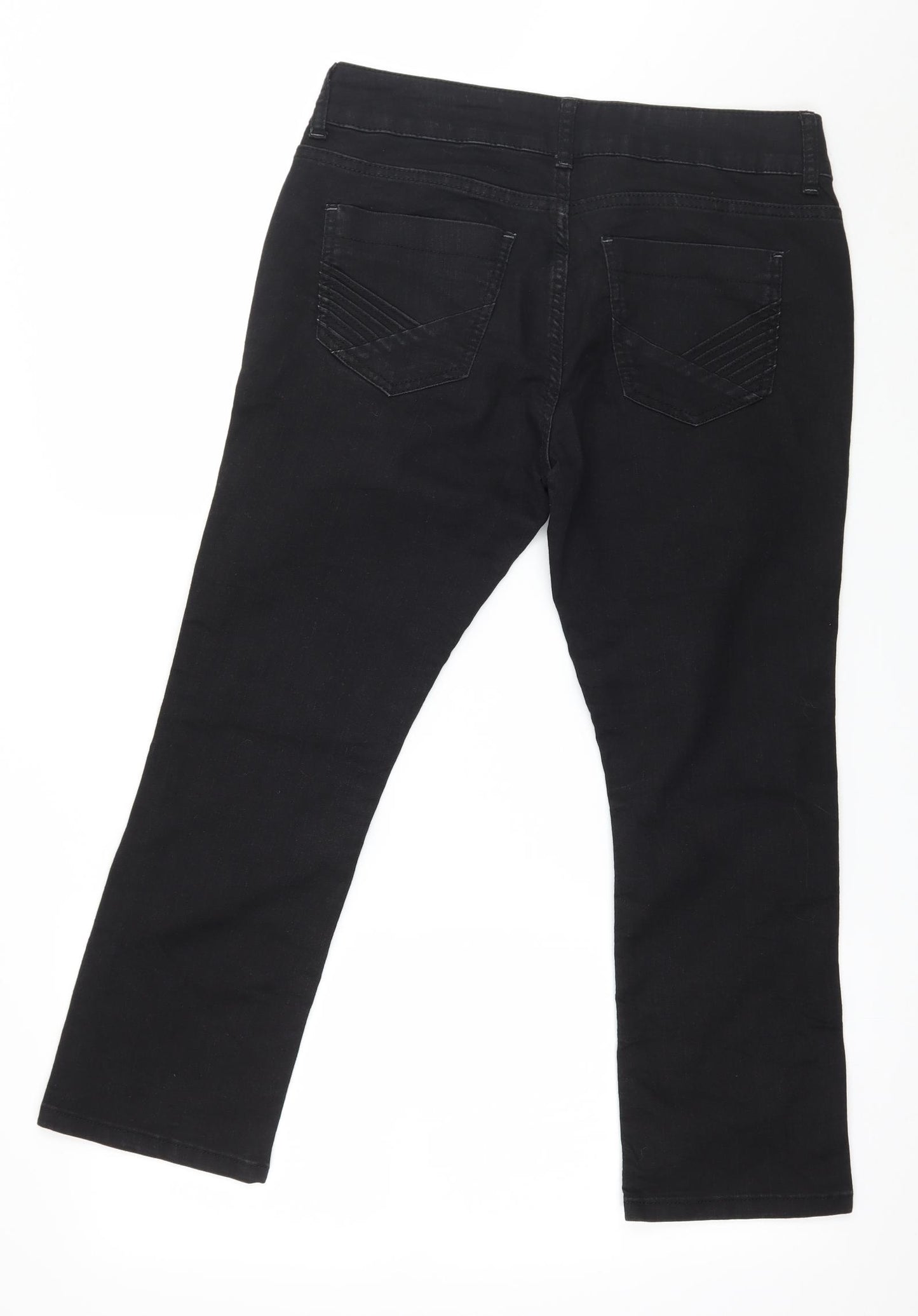 Jane Norman Womens Black  Denim Cropped Jeans Size 14 L24 in