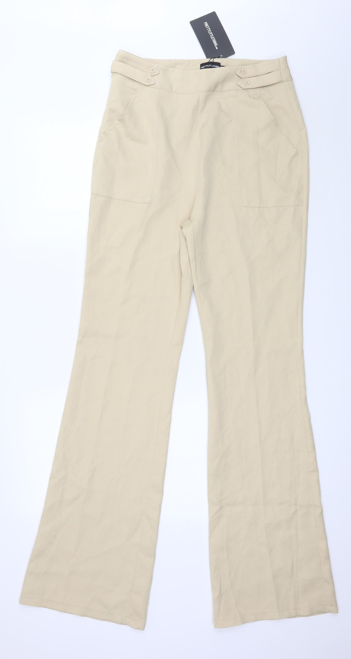 PRETTYLITTLETHING Womens Beige   Trousers  Size 10 L34 in