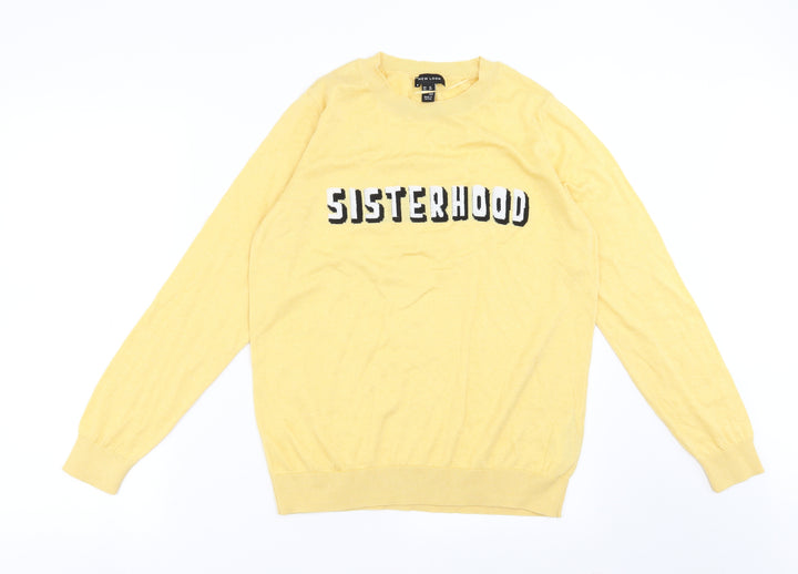 New Look Womens Yellow  Knit Pullover Jumper Size 10  - Sisterhood