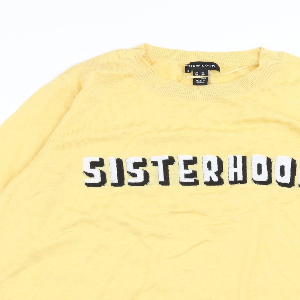 New Look Womens Yellow  Knit Pullover Jumper Size 10  - Sisterhood