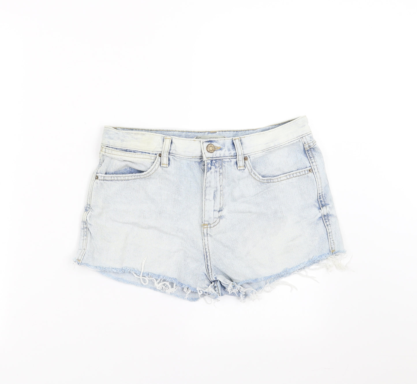 Topshop Womens Blue  Denim Hot Pants Shorts Size 10 - distressed hem