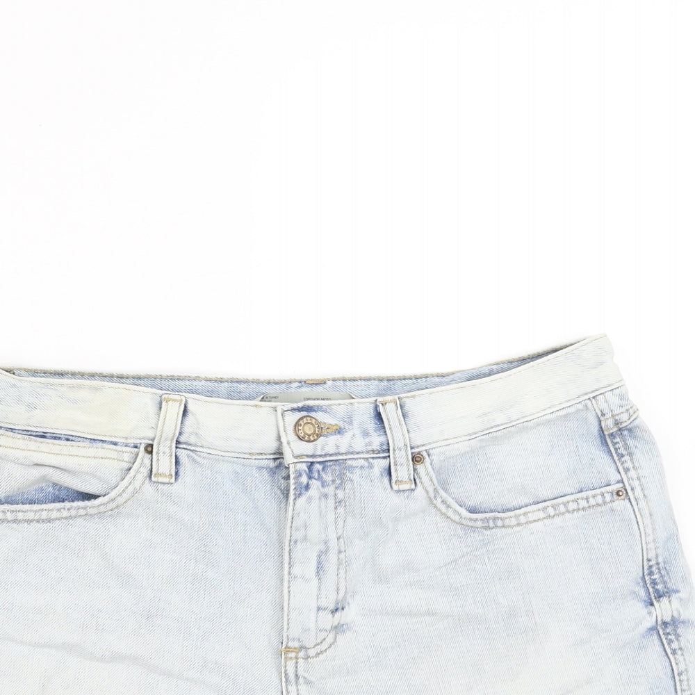 Topshop Womens Blue  Denim Hot Pants Shorts Size 10 - distressed hem