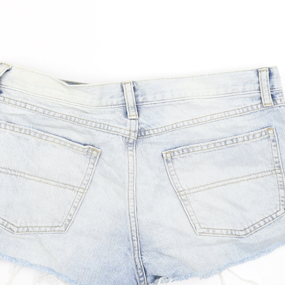 Topshop Womens Blue  Denim Hot Pants Shorts Size 10 - distressed hem