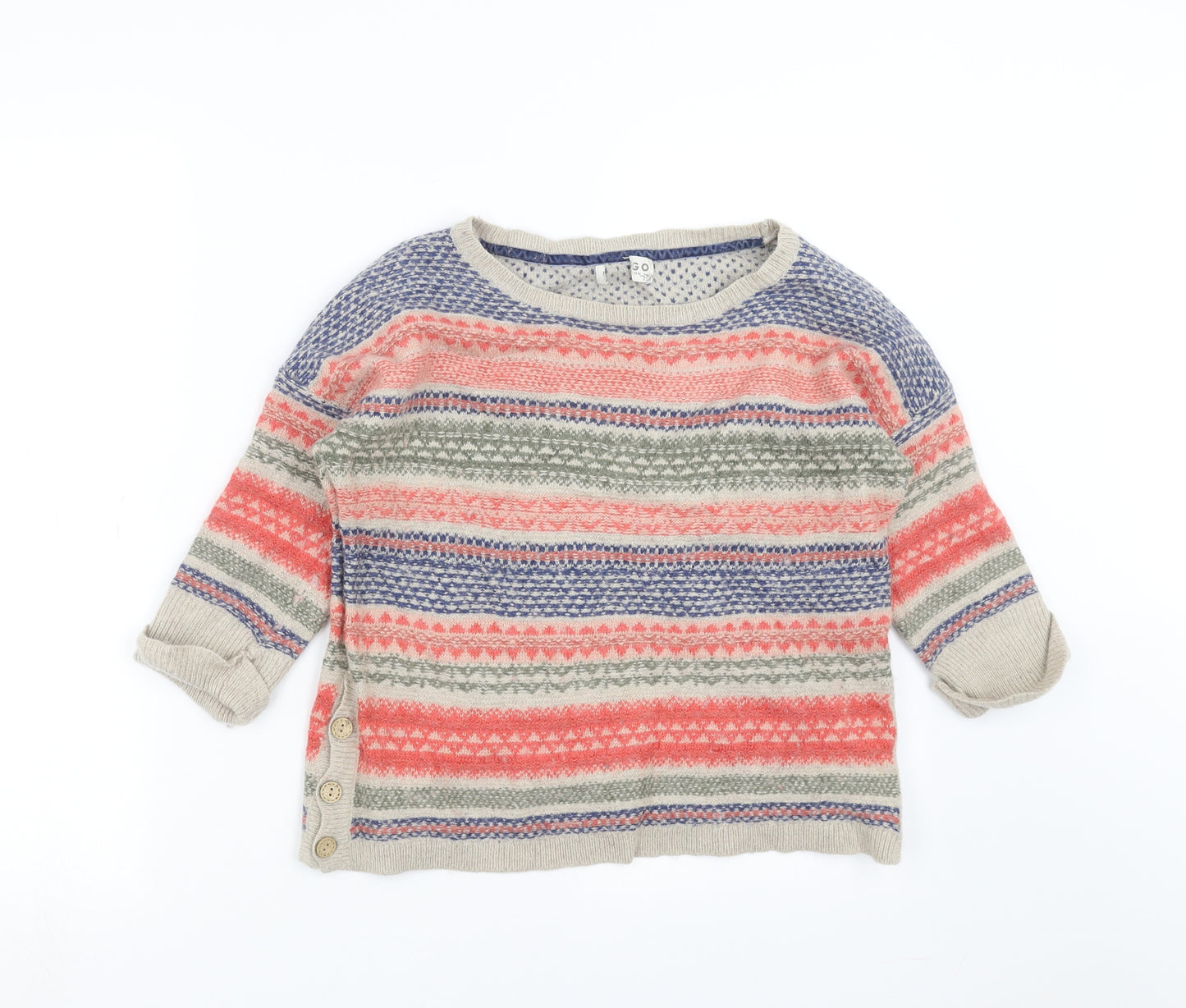 Marks and Spencer Womens Multicoloured Geometric Knit Pullover Jumper Size 14