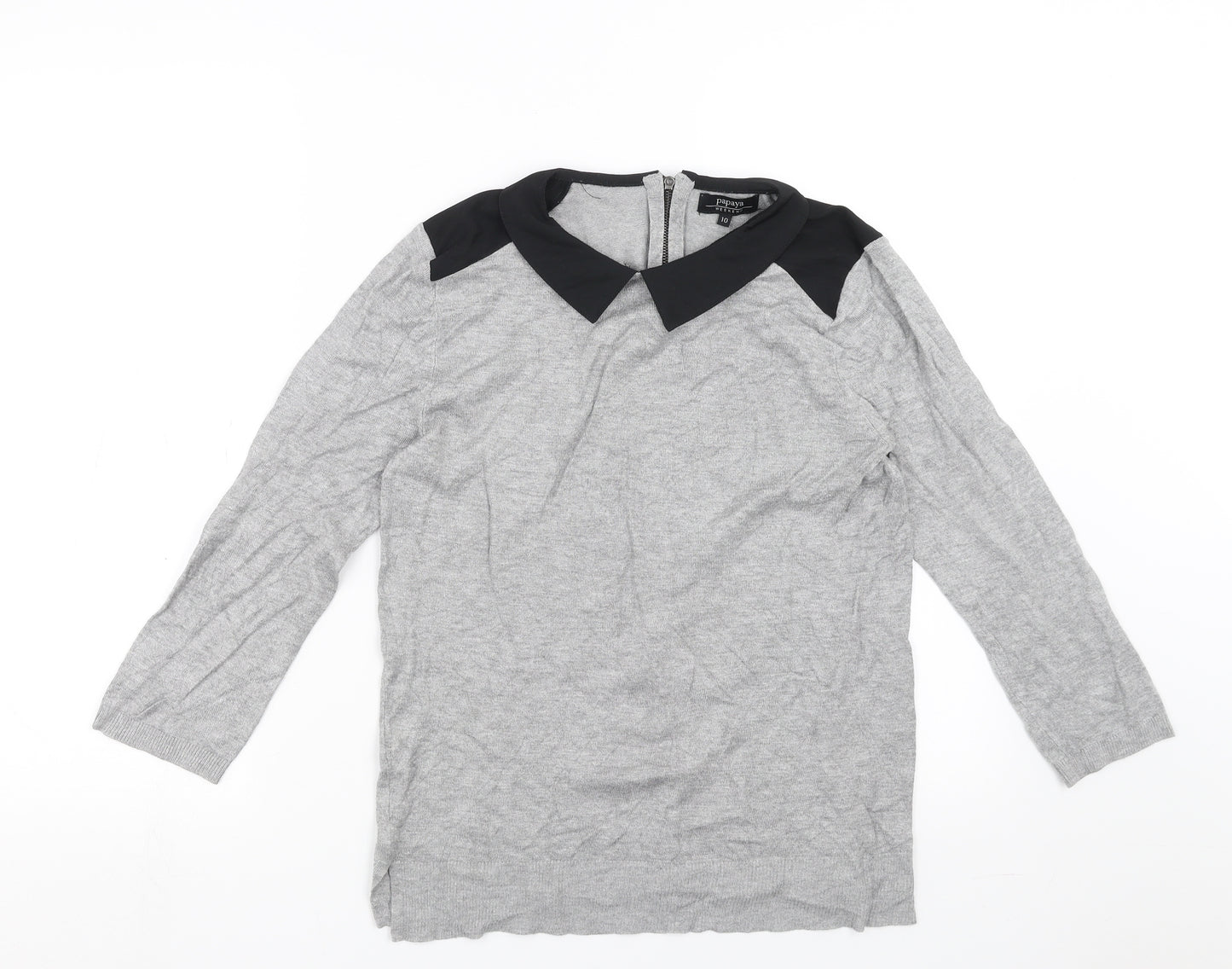 Papaya Womens Grey  Knit Pullover Jumper Size 10