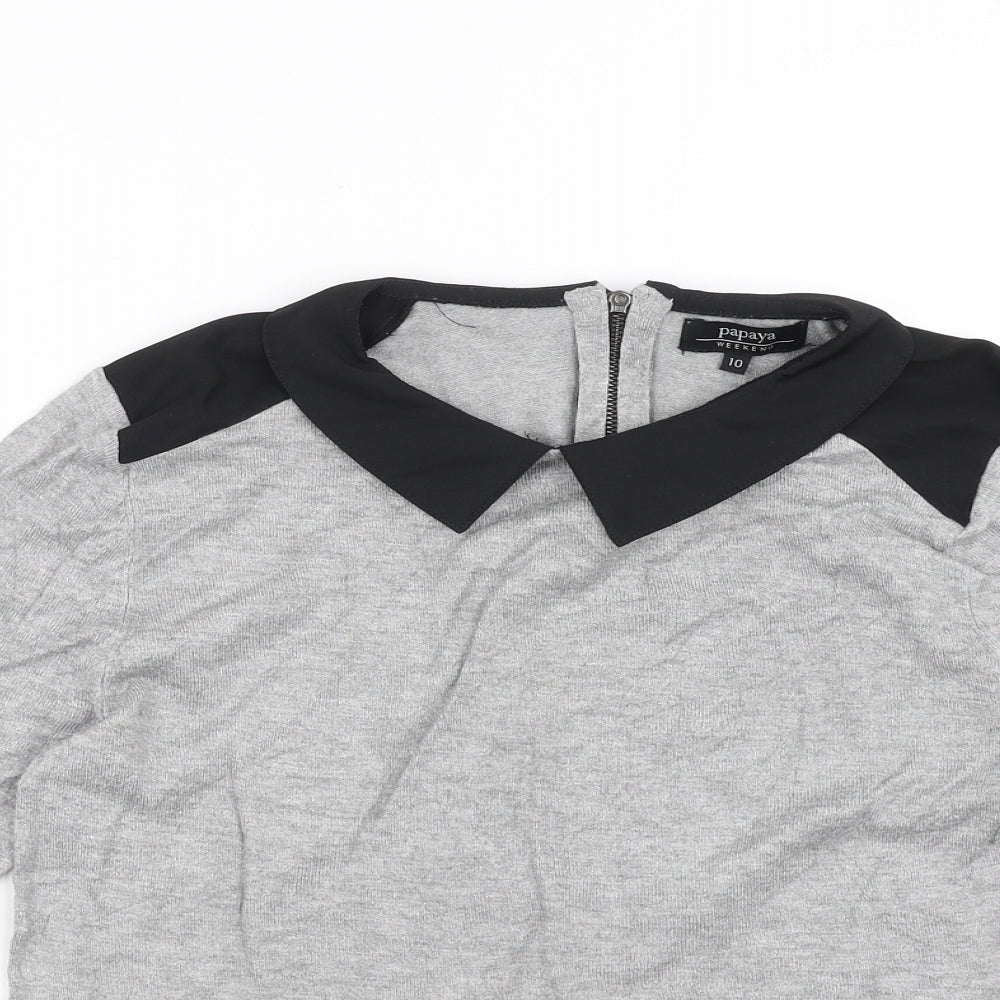 Papaya Womens Grey  Knit Pullover Jumper Size 10