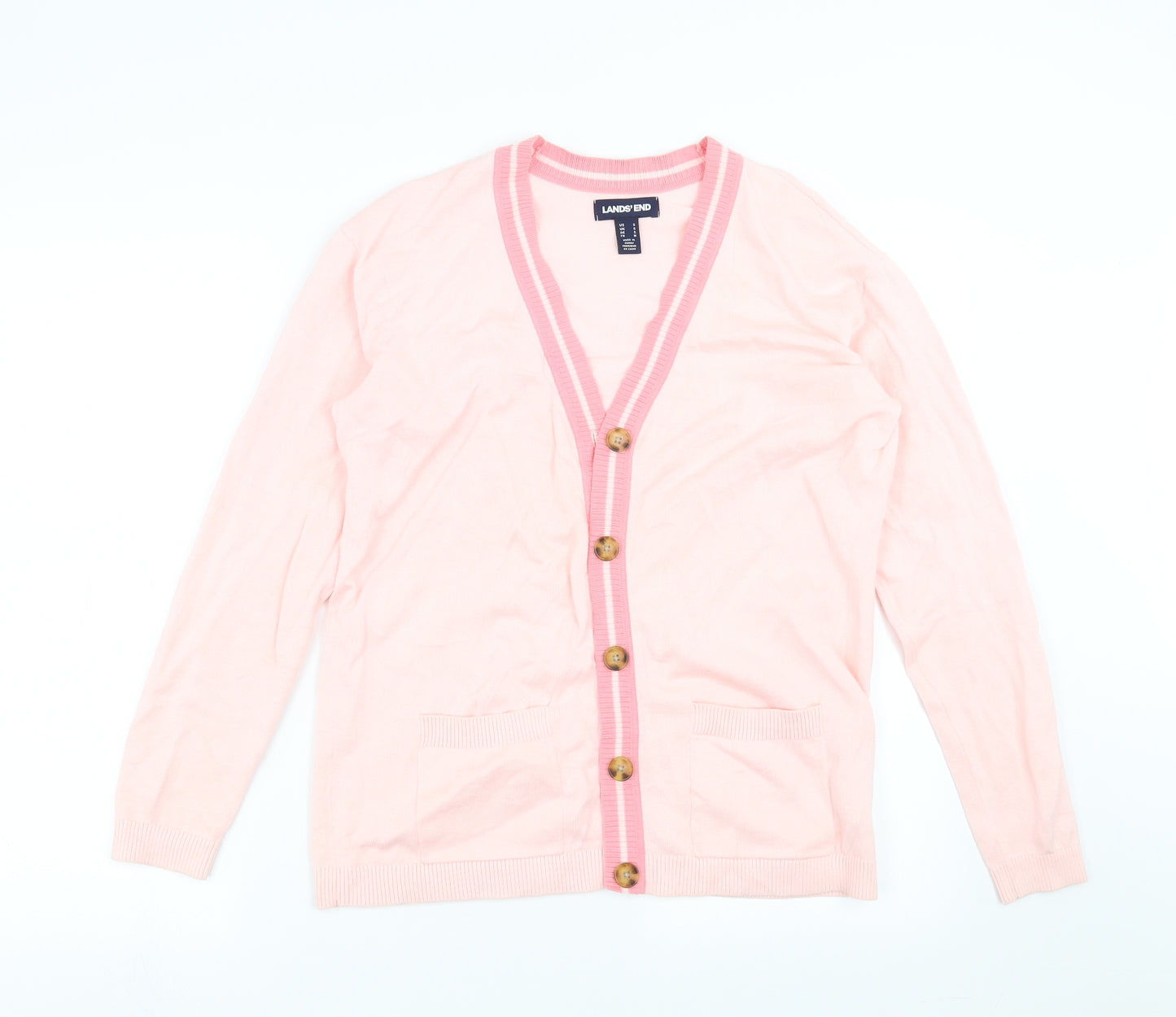 Lands' End Womens Pink  Knit Cardigan Jumper Size S