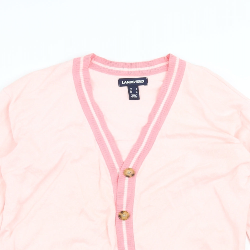 Lands' End Womens Pink  Knit Cardigan Jumper Size S