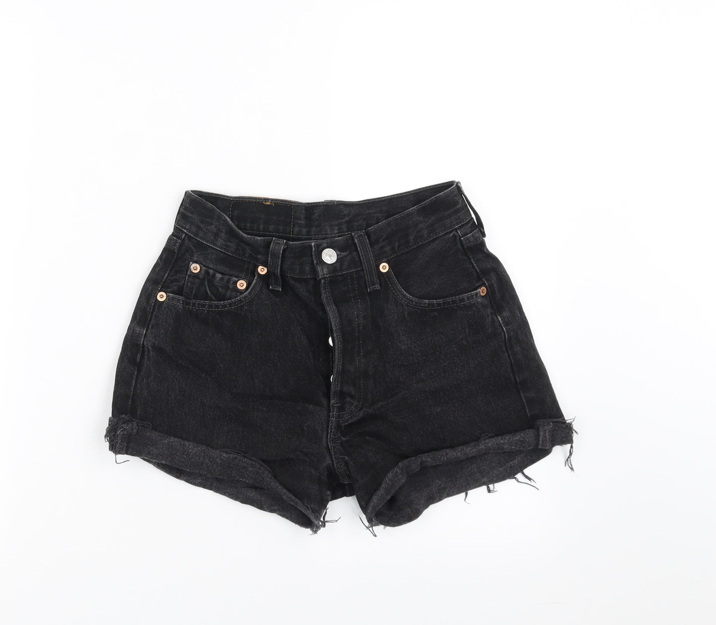 LEVIS Womens Grey  Denim Hot Pants Shorts Size 28 - cut off distressed shorts